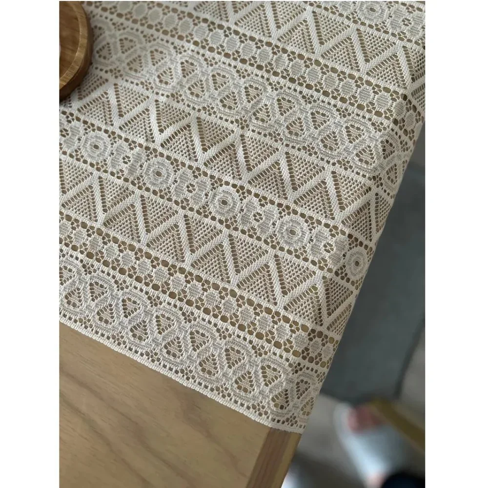 Crocheted Boho Table Runner Bohemian Cottage Farmhouse Decor Decorative Cloth - Picture 5 of 9